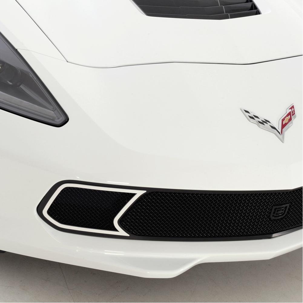 Corvette Front Grille - GT Strada - Black w/Brushed Port Accent Trim : C7 Stingray, Z51