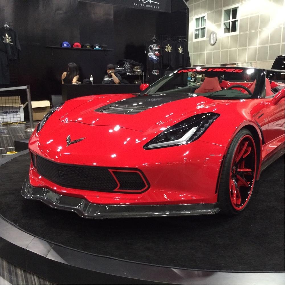 Corvette Front Grille - GT Strada - Black w/Brushed Port Accent Trim : C7 Stingray, Z51