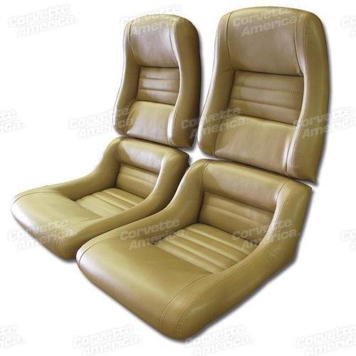 Corvette Mounted Leather Like Seat Covers. Camel 2-Bolster: 1981-1982