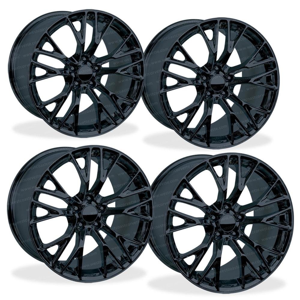 C7 Corvette Z06 Genuine GM Wheels (Set) : Gloss Black 19x10 / 20x12