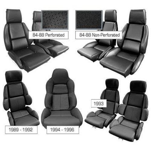 Corvette Mounted Driver Leather Seat Covers. Black Standard: 1993
