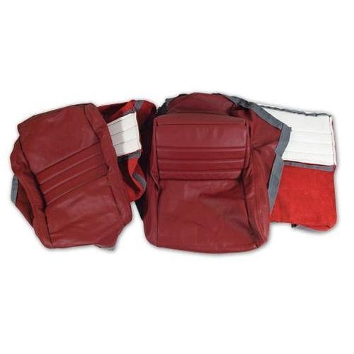 Corvette Leather Seat Covers. Red 100%-Leather 2-Bolster: 1982