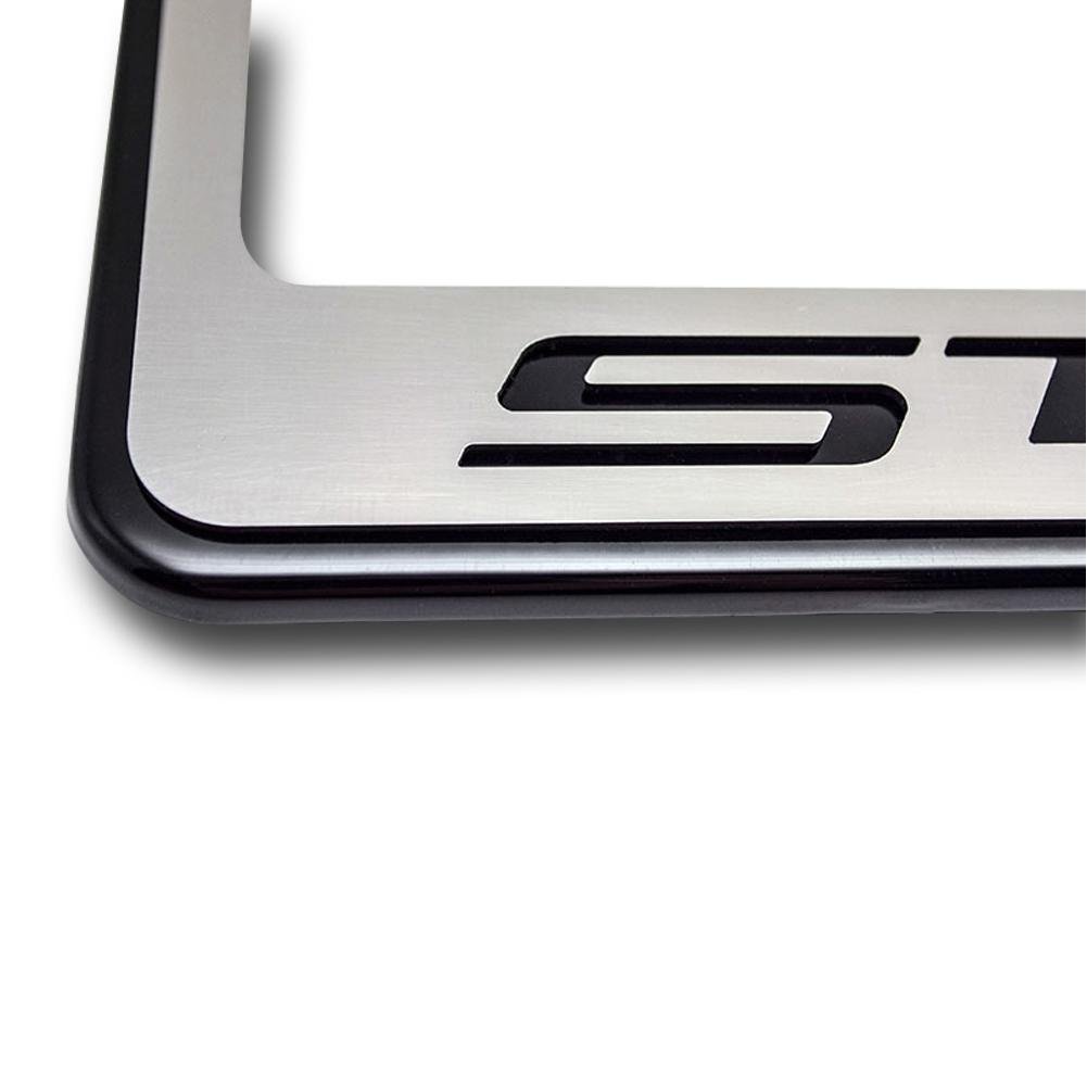 Corvette License Plate Frame - Chrome w/Stainless Steel Overlay & Carbon Fiber "STINGRAY" Script : C7 Stingray, Z51