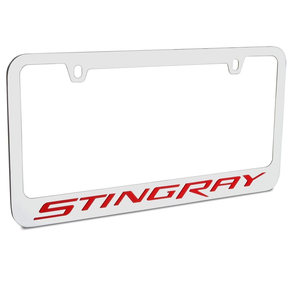 Corvette Stingray Red Script on Chrome License Plate Frame : C7 Stingray, Z51
