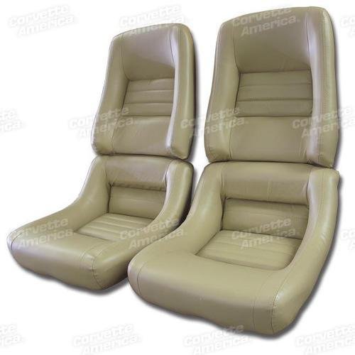 Corvette Mounted Leather Seat Covers. Doeskin Lthr/Vnyl Original 4-Bolstr: 1979-1980