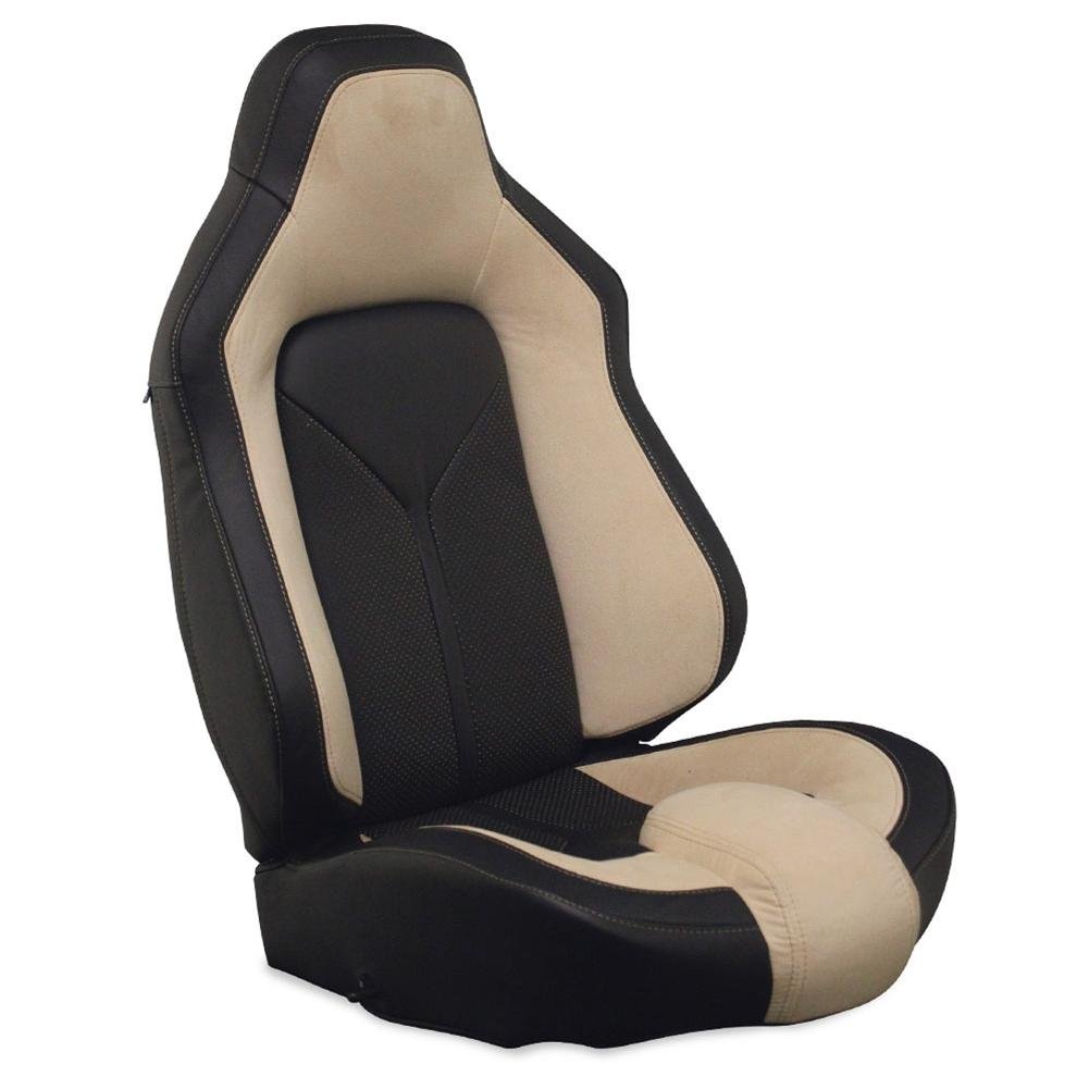 Corvette Sport Seat Foam & Seat Covers - Tan/Black : 2005 - 2013 C6, Z06, GS & ZR1