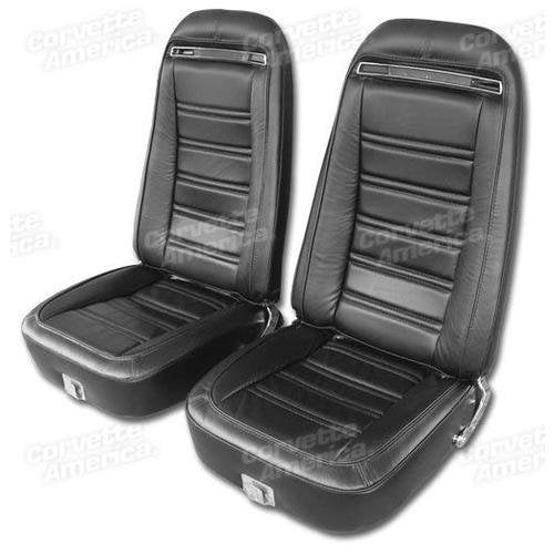 Corvette Leather Seat Covers. Black 100%-Leather: 1972-1974