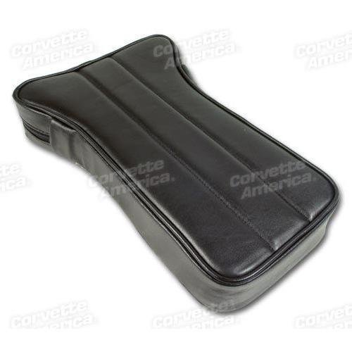 Corvette Center Armrest. Black Leather: 1969-1971