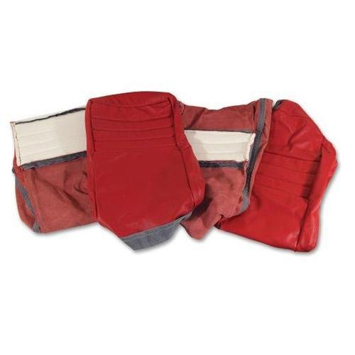 Corvette Leather Seat Covers. Red 100%-Leather 4-Bolster: 1979-1981