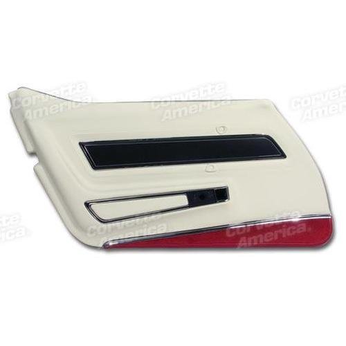 Corvette Door Panel. White Deluxe With Red Carpet LH: 1977