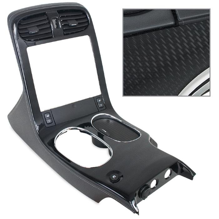 Corvette Carbon Fiber Center Console with Leather Trim : 2005-2007 C6