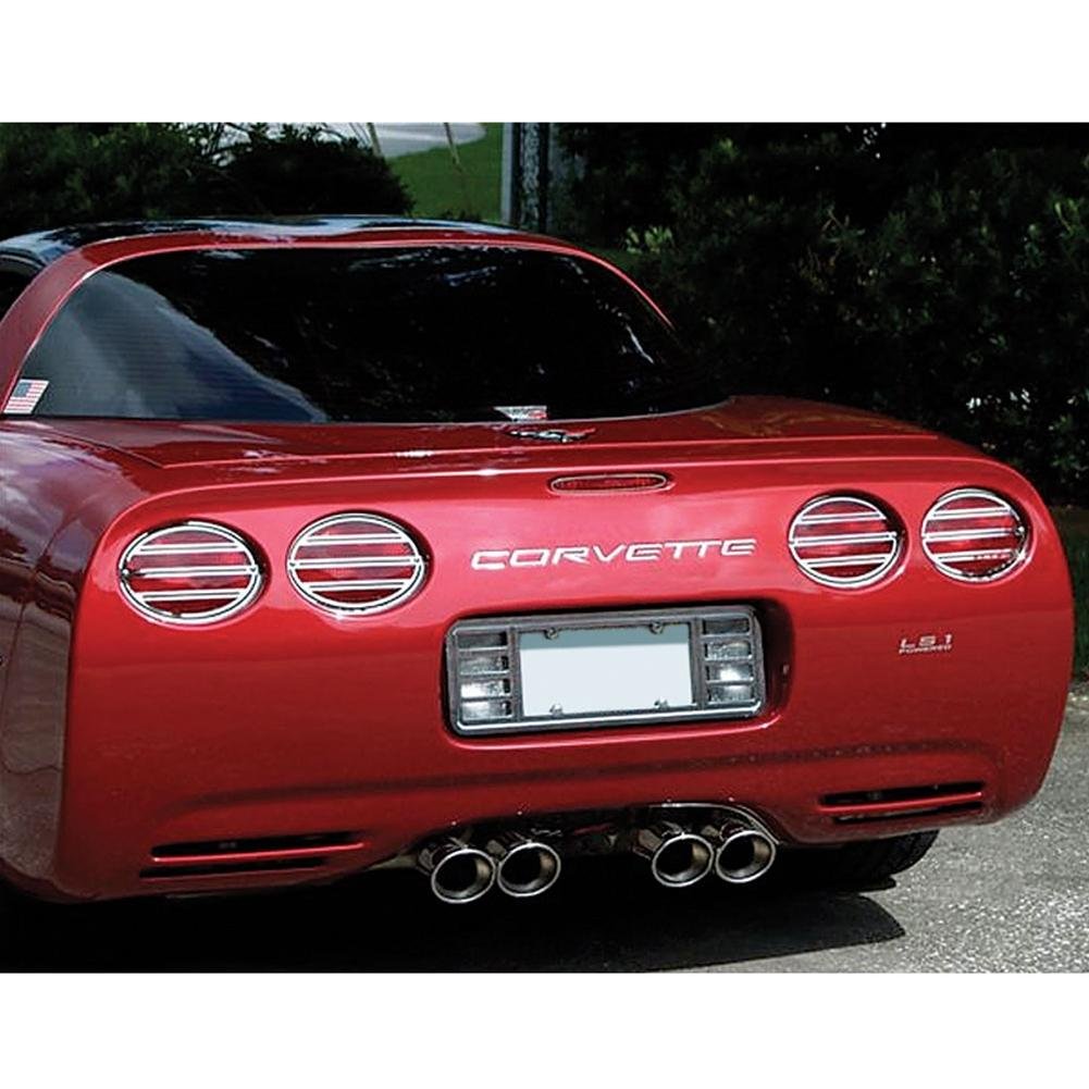 Corvette Taillight Grilles Slotted Style - Polished Stainless Steel 4 Pc. Set : 1997-2004 C5 & Z06
