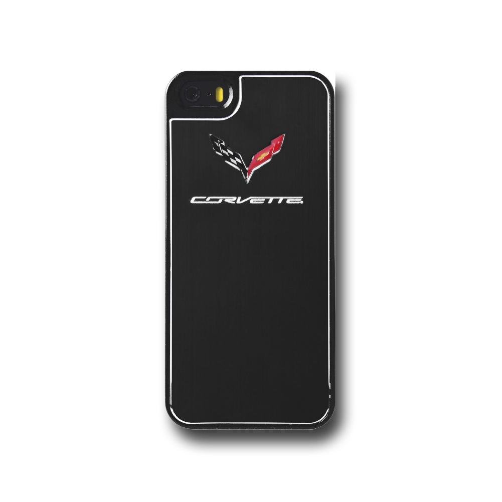 C7 Corvette Crossed Flags Logo - Hardcase iPhone 5/5S Case : Metallic Black