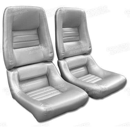 Corvette Mounted Leathr Seat Covers. Silvr Pace Lthr/Vnyl Original 4-Blstr: 1978