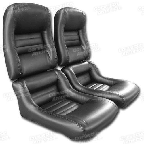Corvette Mounted Leather Like Seat Covers. Black 2-Bolster: 1979-1981