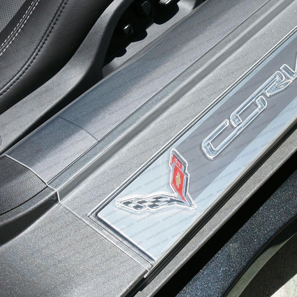 Corvette Embossed Clear Door Sill Protectors : C7 Stingray, Z51, Z06, Grand Sport