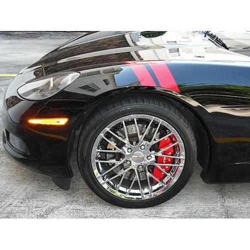 Corvette Brake Caliper Cover Set - Red W/ Black Letters (4) : 2005-2013 C6 only