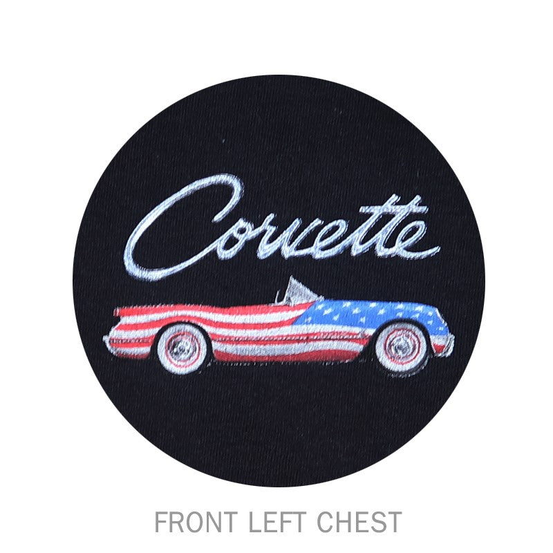 Corvette American Flag Tee Shirt - Black : C7